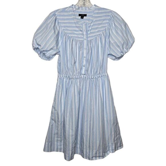 J.Crew Puff Sleeve Cotton Poplin Shirtdress in Lake Stripe Size Small - Picture 3 of 7